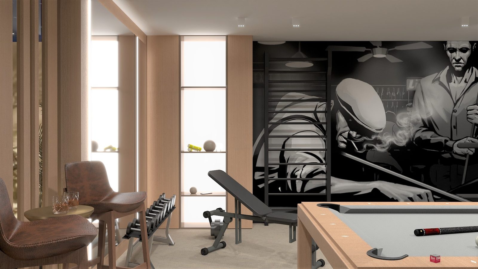 Fitness Bilard Dom Stuttgart — projekt rekreacja