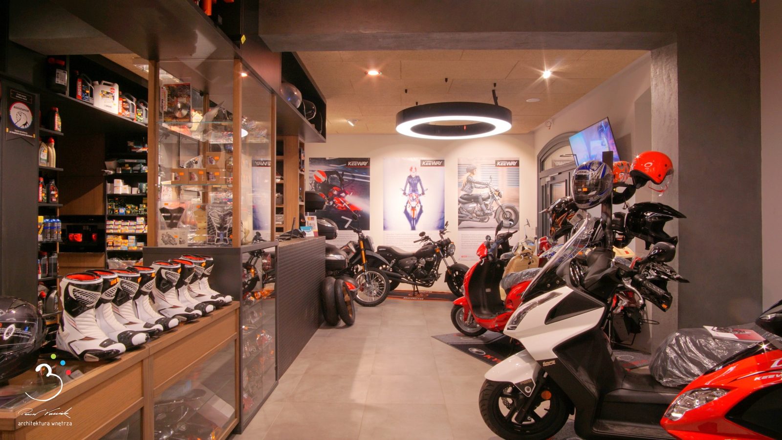 Showroom Motoryzacyjny Moto Star · Starogard Gdański — projekt wnętrza komercyjnego 3PROJEKT